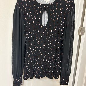 Maurices Black Keyhole Top Sheer Sleeves L
